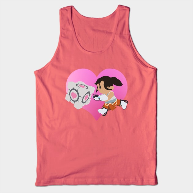 Chell Crossing - Companion Cube Tank Top by JPenfieldDesigns